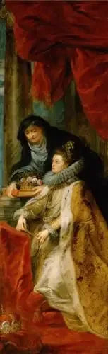 Panel derecho del retablo de Ildefonse (Isabel con Isabel de Hungría) - Peter Paul Rubens