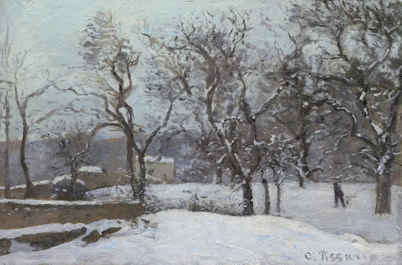 Parque del castillo del Puente bajo la nieve, Louveciennes - Camille Pissarro