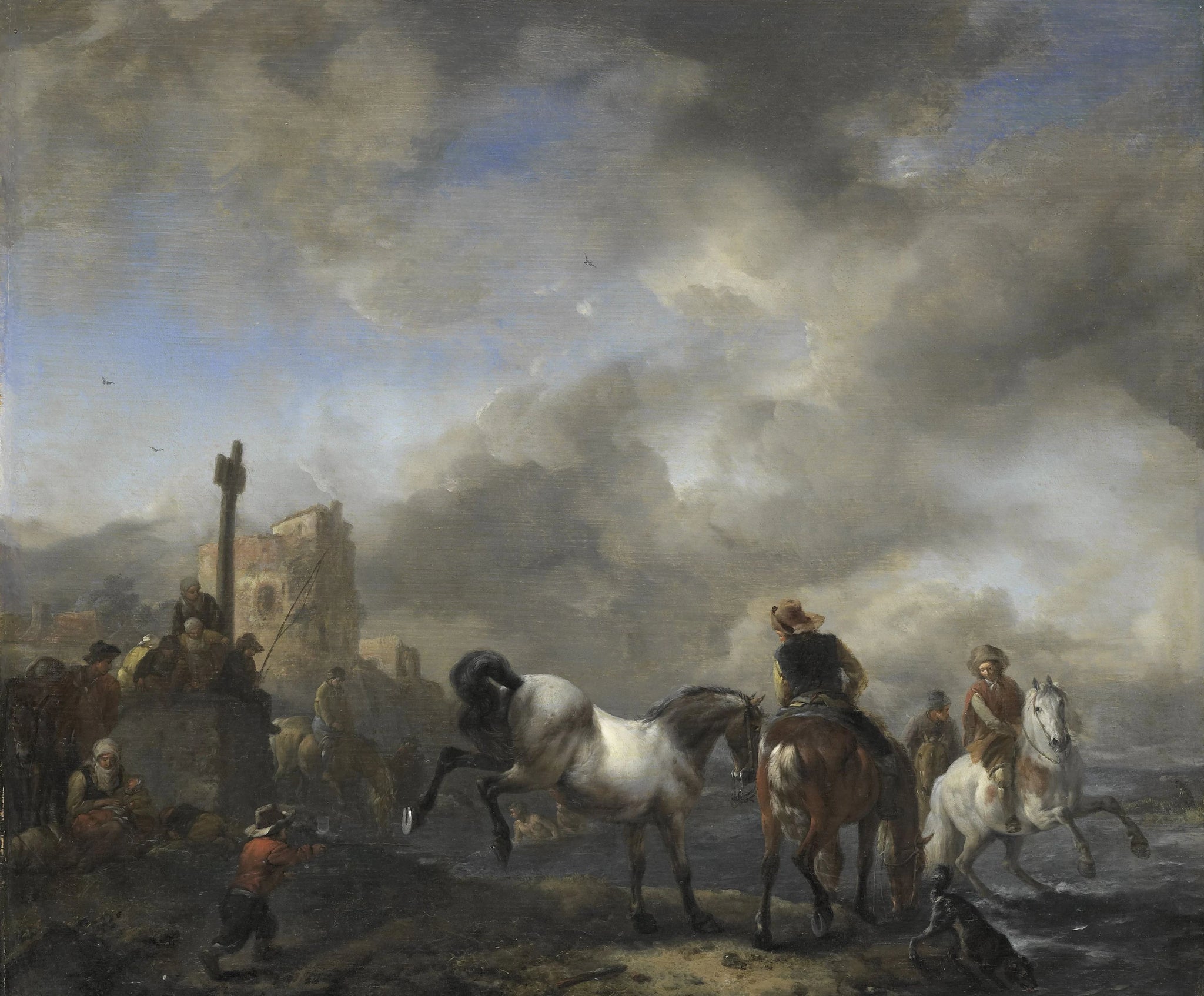 Paris hippiques à une borne frontière - Philips Wouwerman