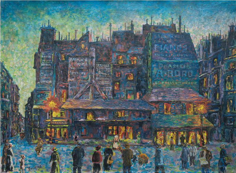 París, calle animada por la noche - Maximilien Luce