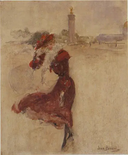 Parisiense con vestido rojo - Jean Béraud