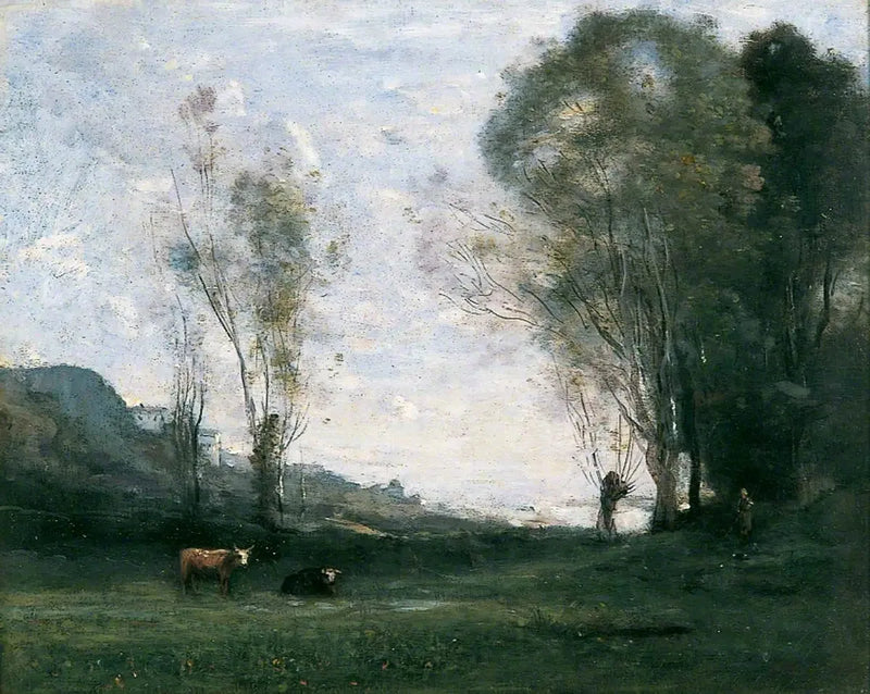 Pastizal bordeado de sauces - Jean-Baptiste Camille Corot