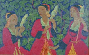 Trois fileuses aux feuilles de chêne, peinture de Paul Sérusier