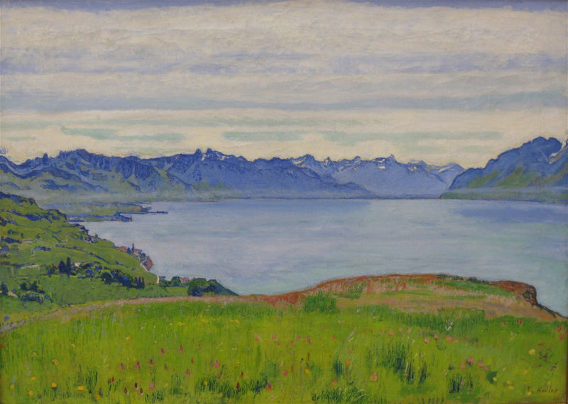 Paisaje junto al lago Léman con vista hacia Valais - Ferdinand Hodler