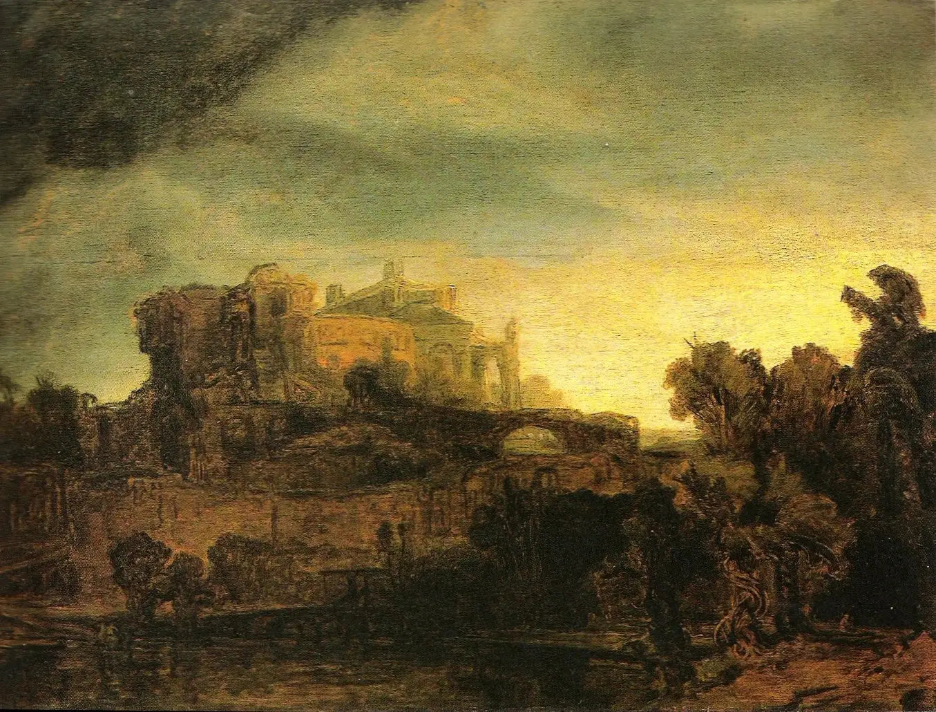 Paysage au château - Rembrandt image 1 tableau peint à l’huile sur toile
