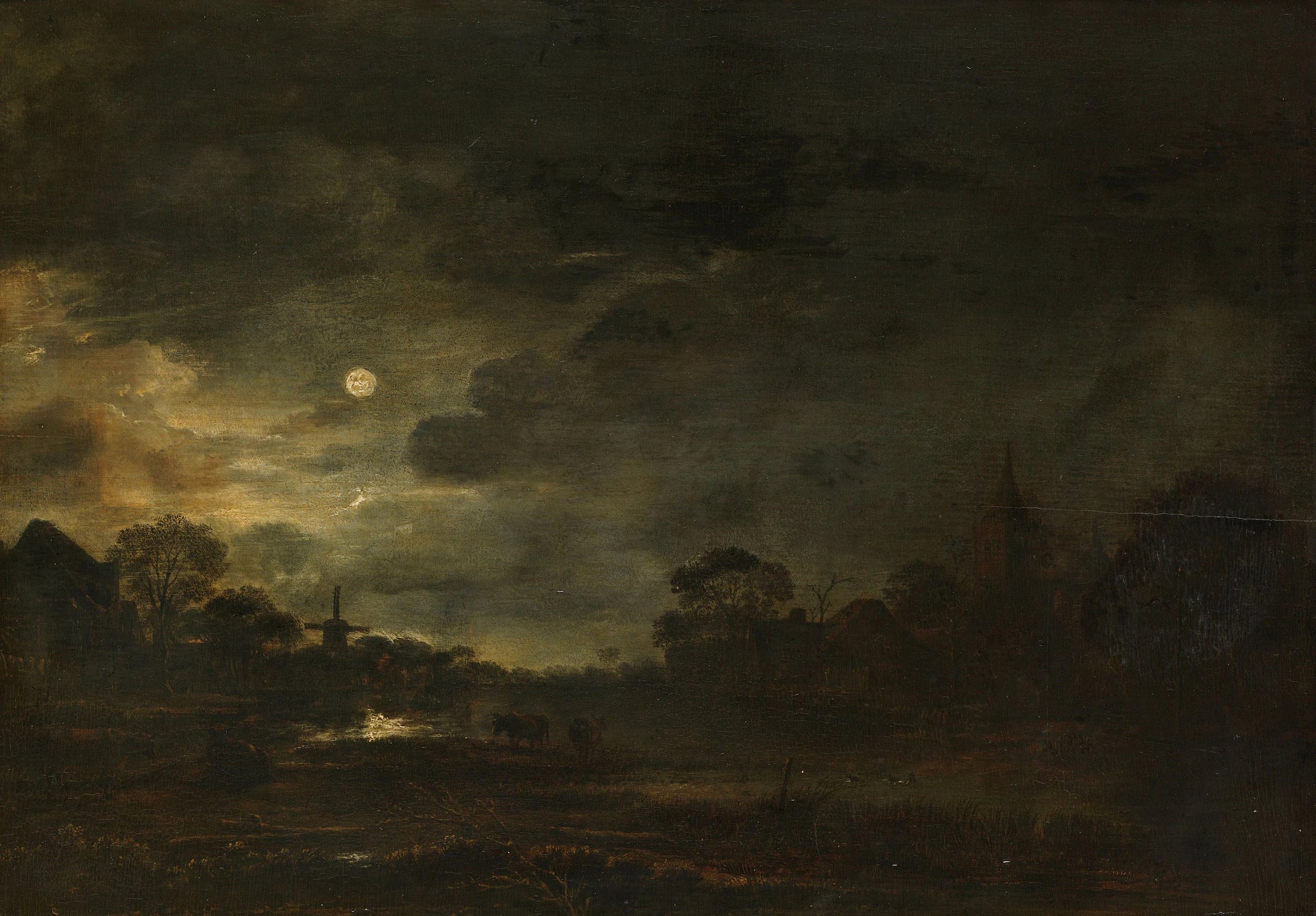 Paysage au clair de lune - Aernout van der Neer