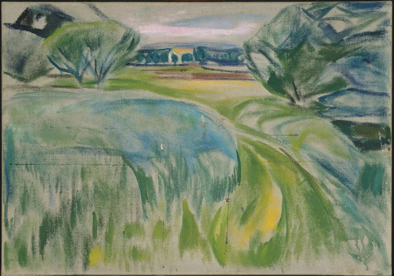 Paisaje con campos verdes - Edvard Munch