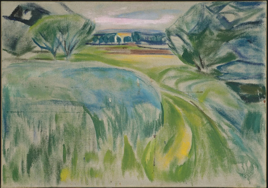 Paisaje con campos verdes - Edvard Munch