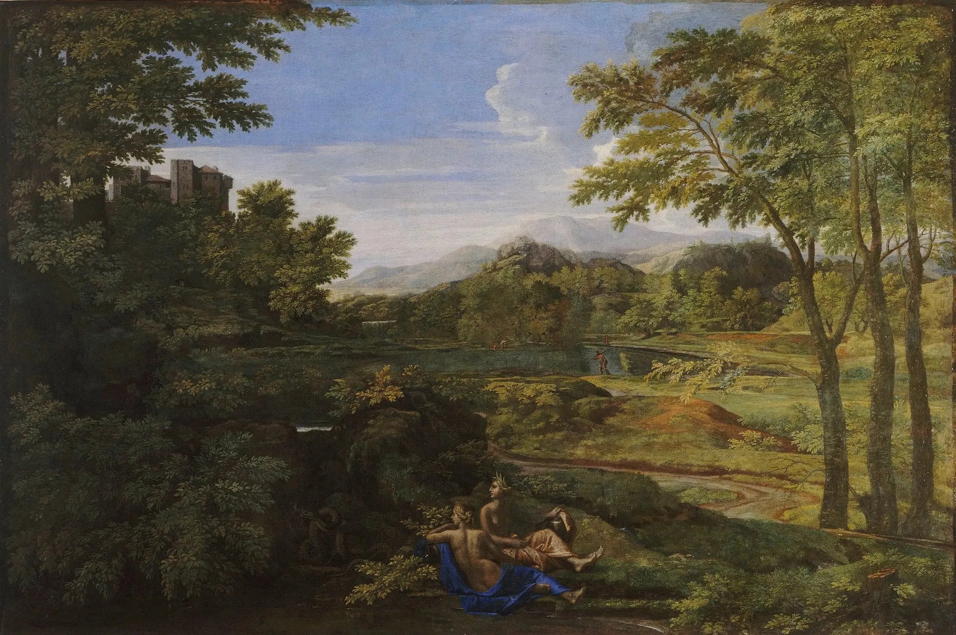 Paysage aux deux nymphes - Nicolas Poussin image 1 copie de tableau peinte à la main
