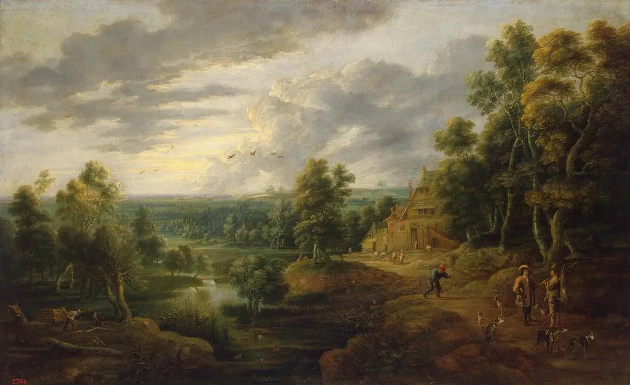 Paysage avec arbre au bord d'une rivière - David Teniers le Jeune image 1 reproduction d’œuvre d’art à l’huile