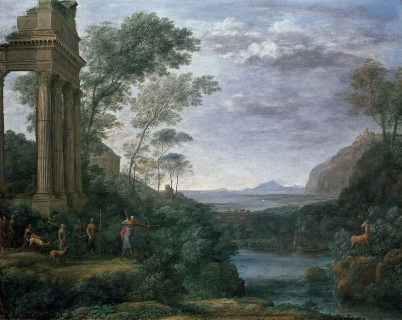 Paisaje con Ascagne abatido por el ciervo de Silvia - Claude Lorrain