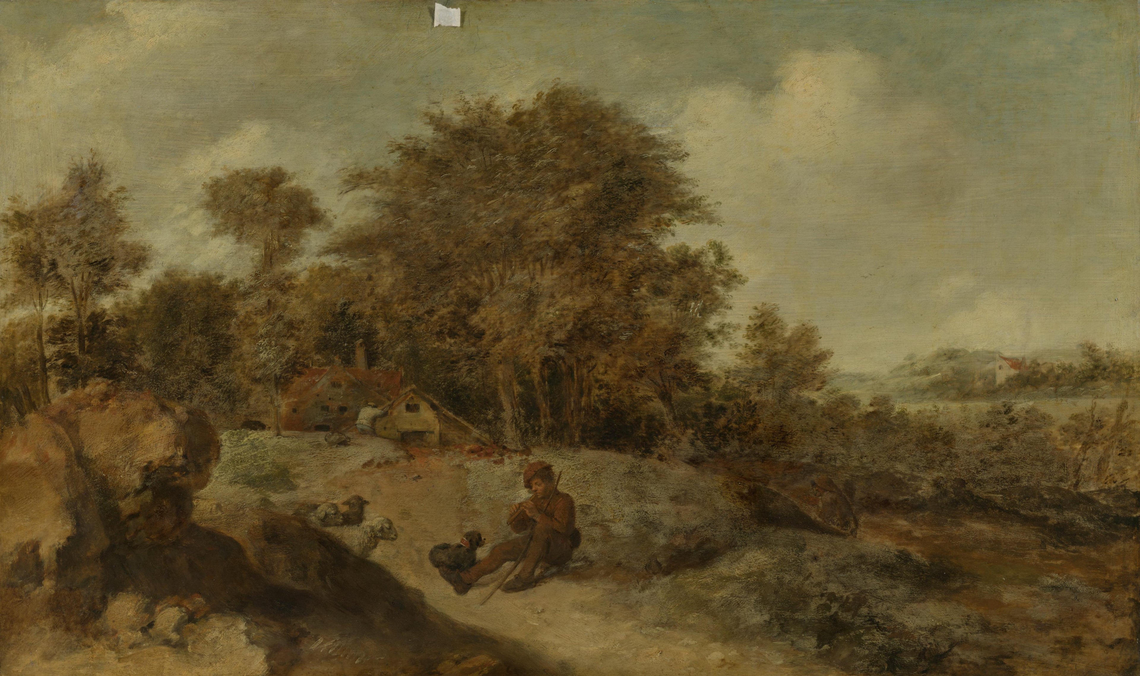 Paysage avec berger - Adriaen Brouwer image 1 reproduction artisanale de tableau