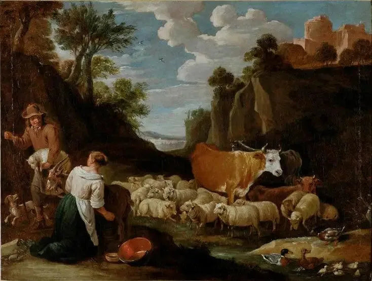 Paisaje con pastores y ganado - David Teniers el Joven