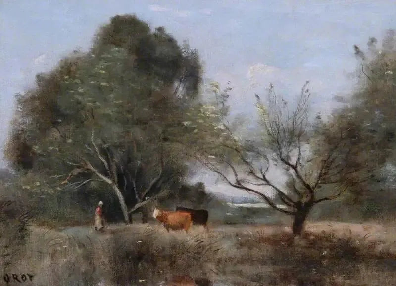 Paisaje con ganado - Jean-Baptiste Camille Corot