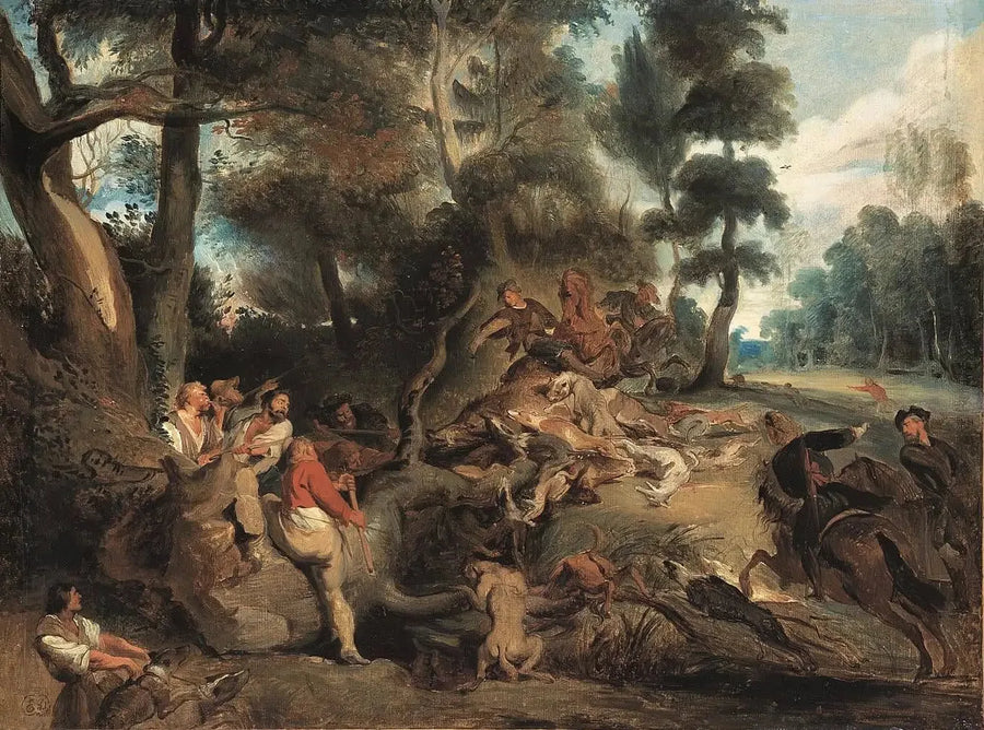 Paisaje con caza de jabalí - Eugène Delacroix