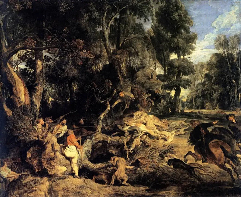 Paisaje con caza de jabalí - Peter Paul Rubens