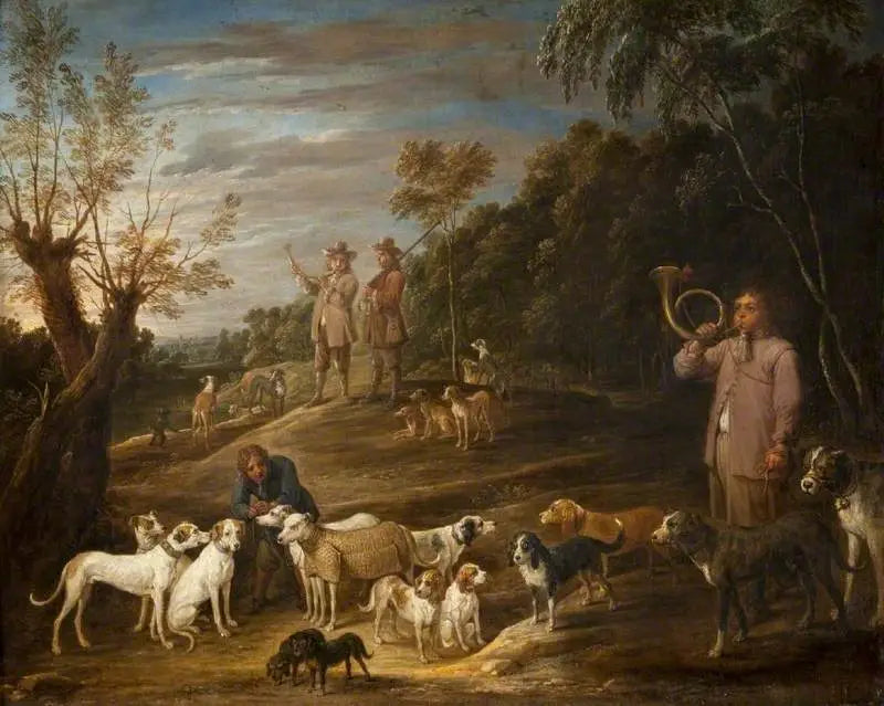 Paisaje con cazadores y perros - David Teniers el Joven