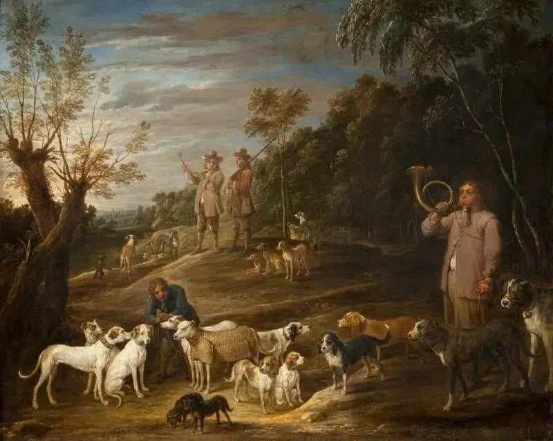 Paisaje con cazadores y perros - David Teniers el Joven
