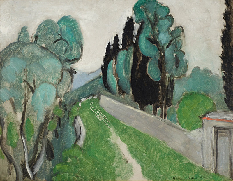 Paisaje con cipreses y olivos en los alrededores de Niza - Henri Matisse