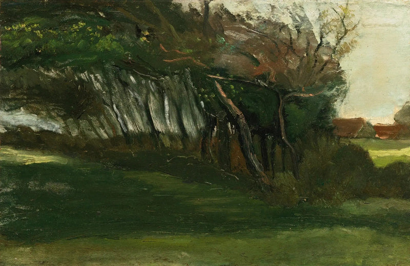 Paisaje con árboles azotados por el viento - Vincent van Gogh