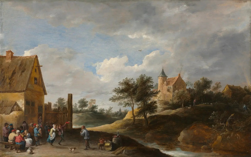 Paisaje con campesinos bailando - David Teniers el Joven