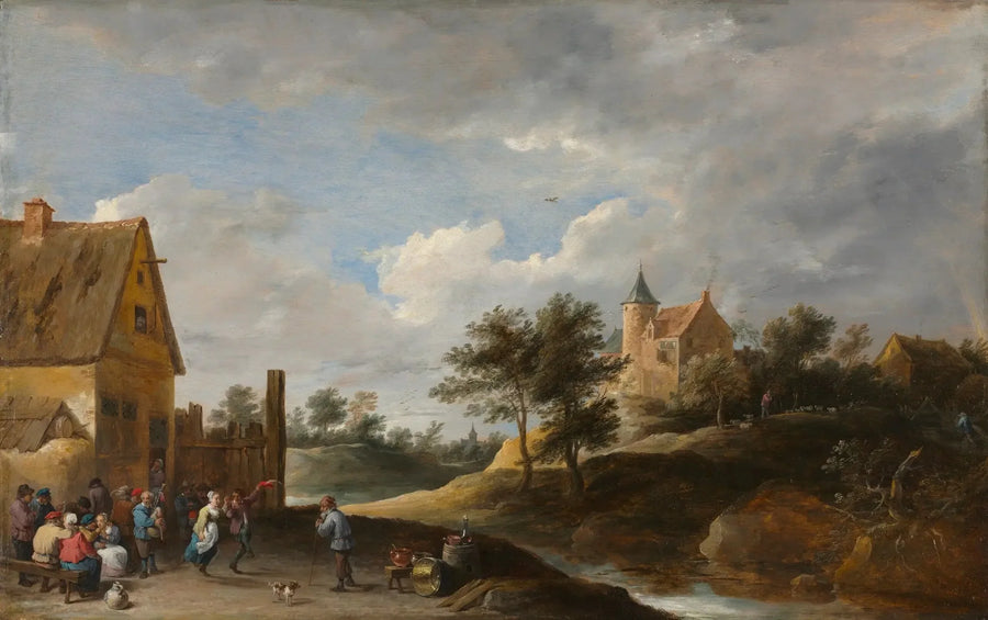 Paisaje con campesinos bailando - David Teniers el Joven