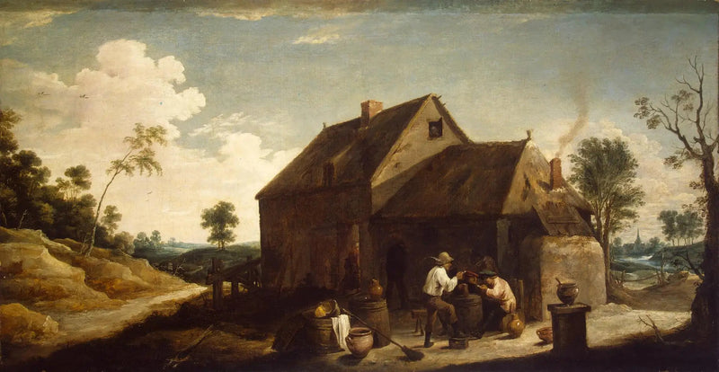 Paisaje con campesinos frente a una posada - David Teniers el Joven