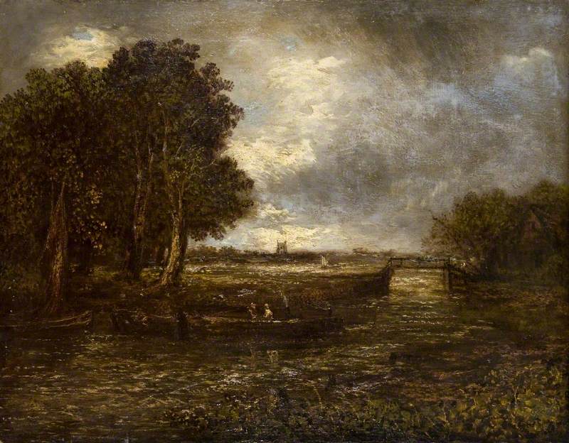 Paysage avec des péniches sur une rivière - John Constable - Alpha Reproduction