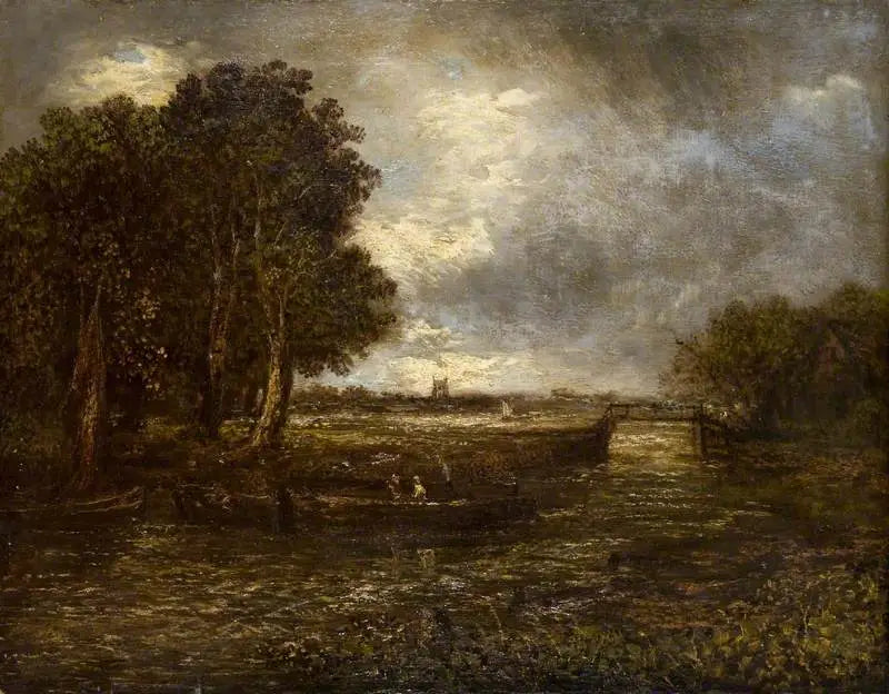 Paisaje con barcazas en un río - John Constable