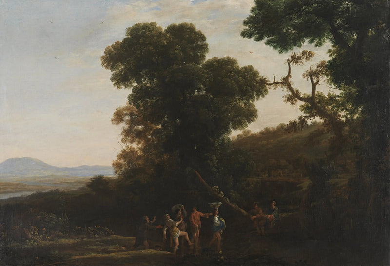 Paisaje con personajes chapoteando en un arroyo - Claude Lorrain