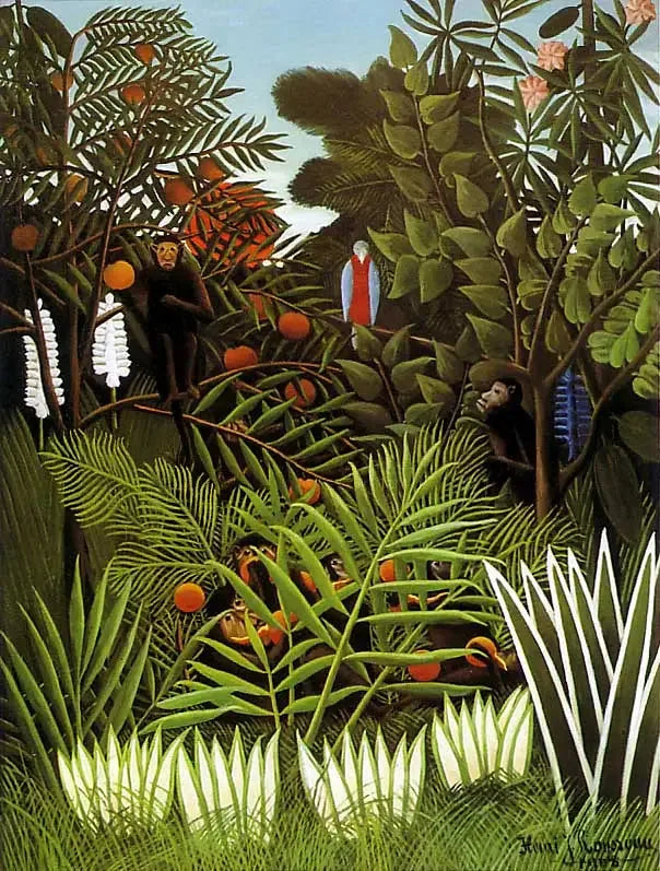 Paisaje con monos exóticos y un loro - Henri Rousseau