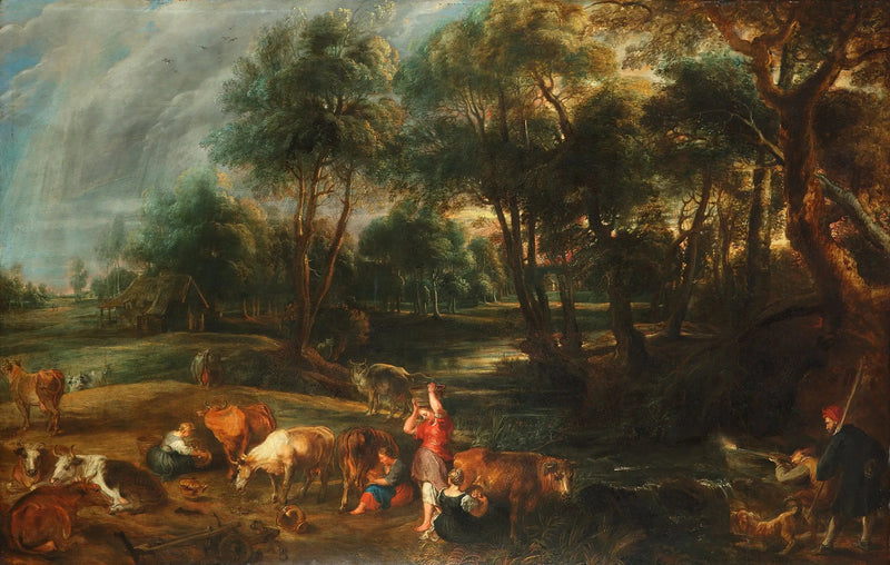 Paisaje con vacas y aves acuáticas - Peter Paul Rubens