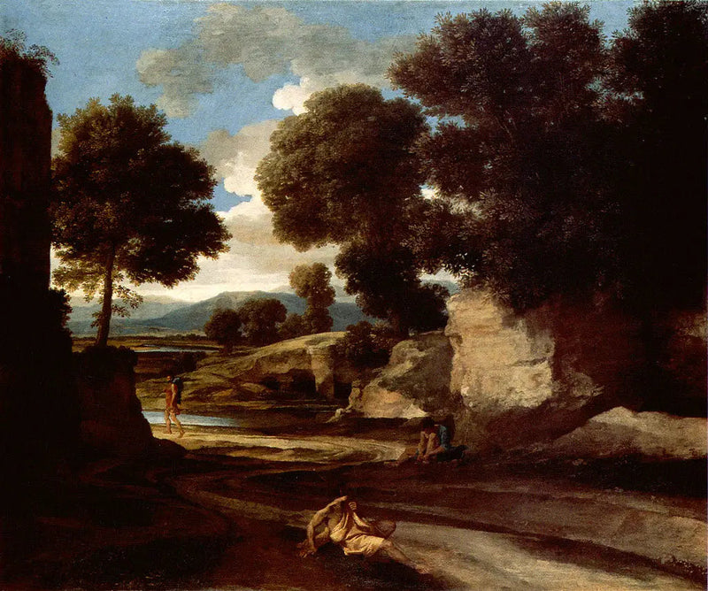 Paisaje con viajeros en descanso - Nicolas Poussin
