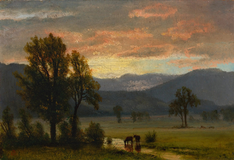 Paisaje con ganado - Albert Bierstadt