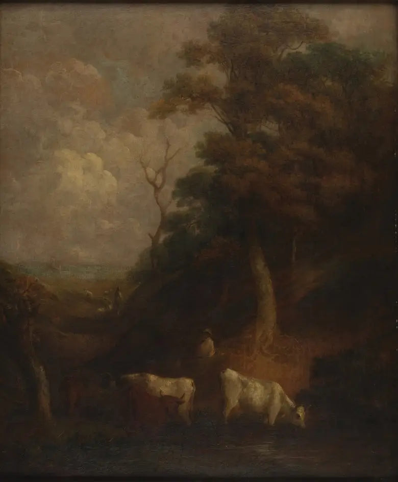 Paisaje con ganado y un estanque - Thomas Gainsborough