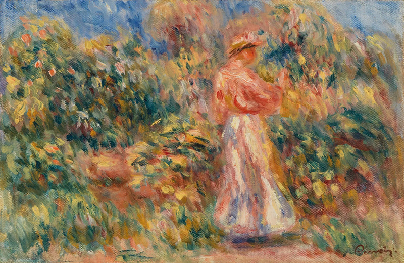 Paisaje con mujer en rosa y blanco - Pierre-Auguste Renoir