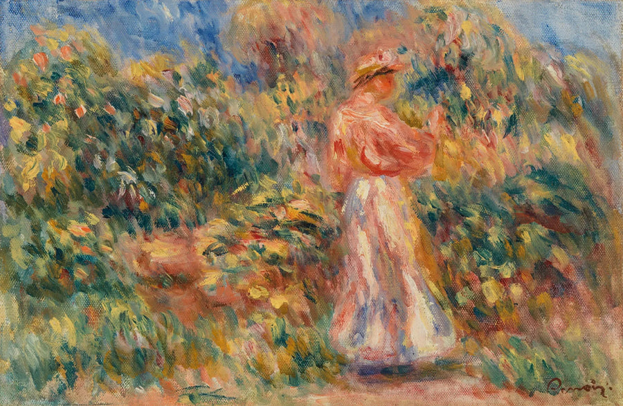 Paisaje con mujer en rosa y blanco - Pierre-Auguste Renoir