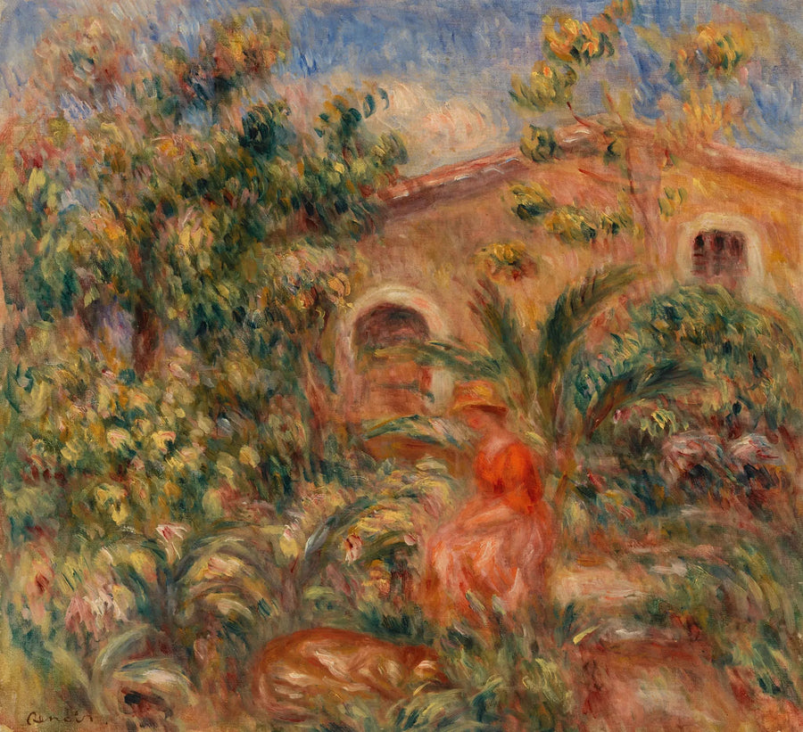 Paisaje con mujer y perro (Mujer y perro en un paisaje) - Pierre-Auguste Renoir