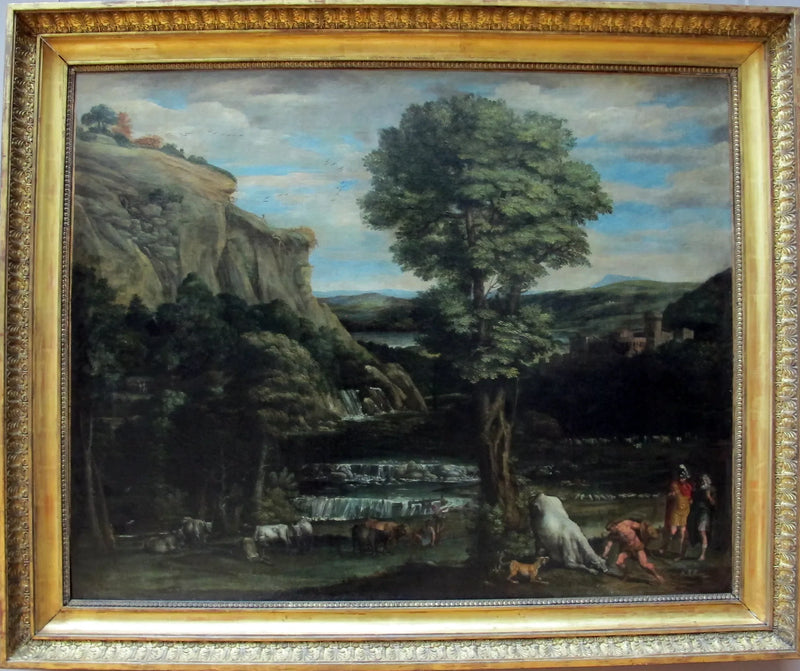 Paisaje con Hércules luchando contra Acheloüs convertido en toro - Domenichino