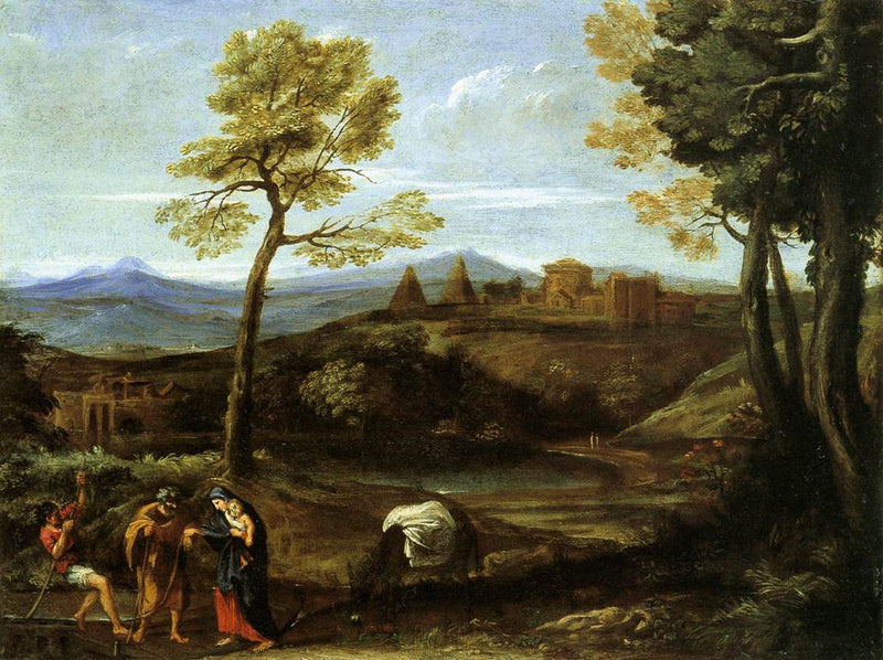 Paisaje con La huida a Egipto - Domenichino