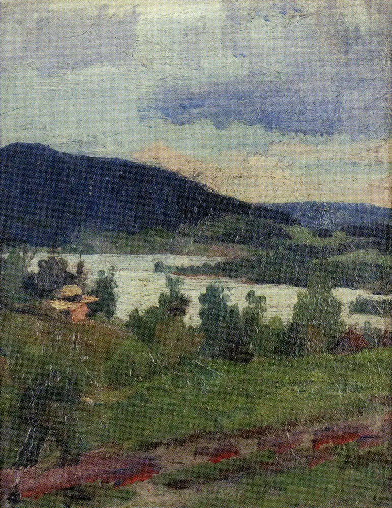 Paisaje con lago y bosque - Edvard Munch