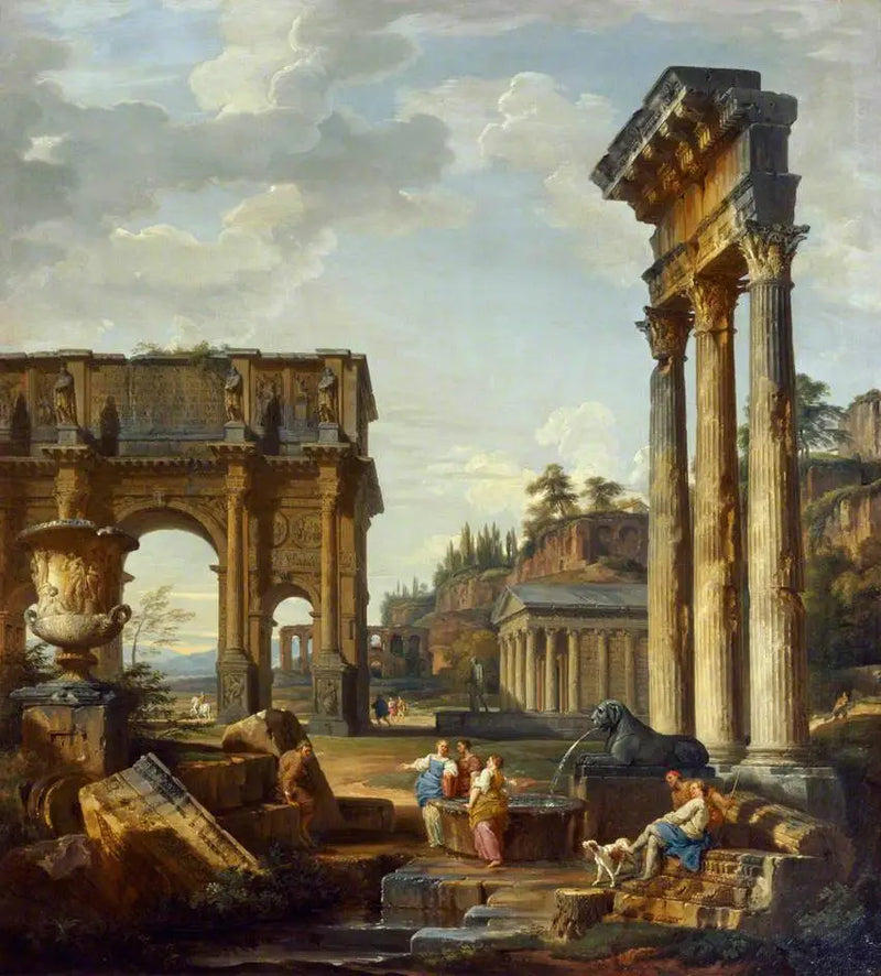Paisaje con el Arco de Constantino - Giovanni Paolo Panini