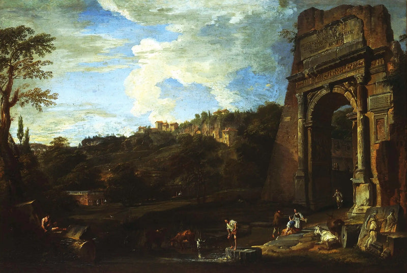 Paisaje con el arco de Tito - Giovanni Paolo Panini