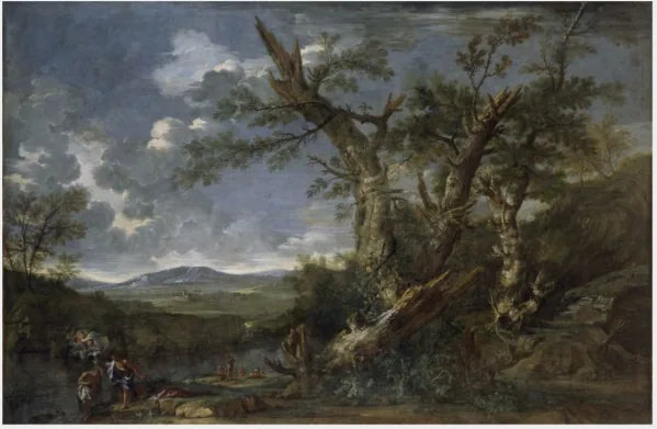 Paysage avec le baptême du Christ dans le Jourdain - Salvator Rosa
