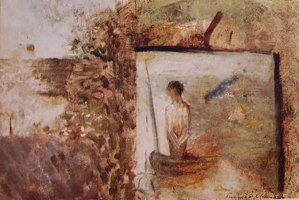 Paisaje con ''El Pobre Pescador'' de Puvis de Chavannes - Georges Seurat