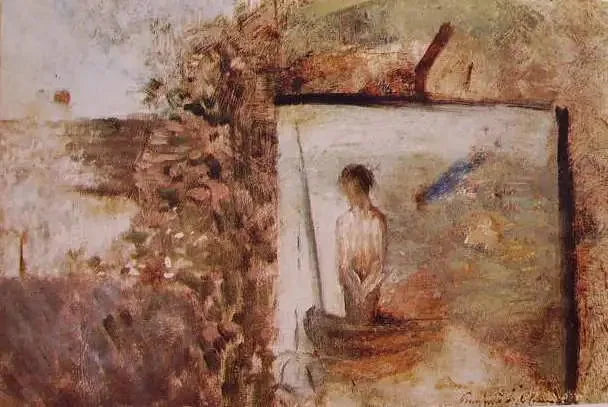 Paisaje con ''El Pobre Pescador'' de Puvis de Chavannes - Georges Seurat