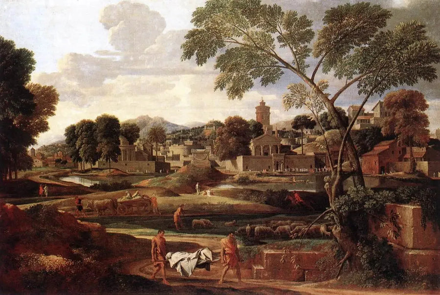 Paisaje con los funerales de Focion - Nicolas Poussin