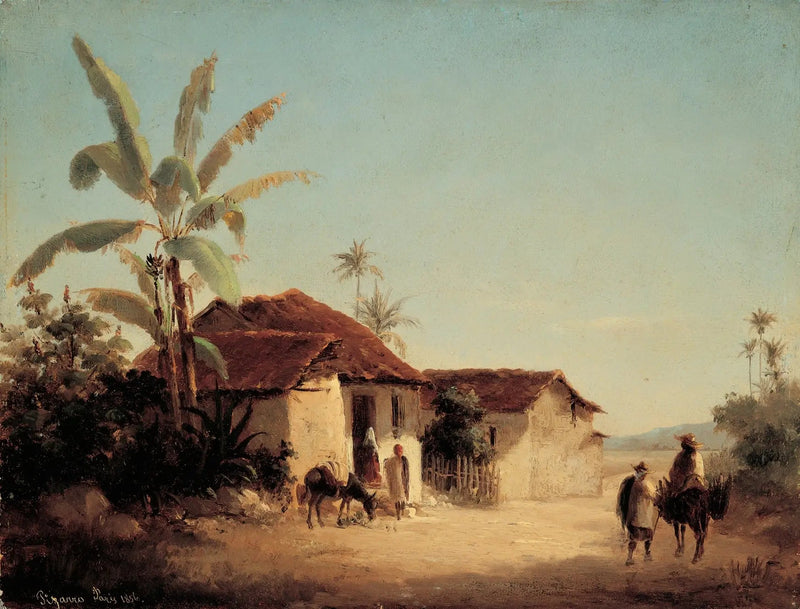 Paisaje con chozas y palmeras - Camille Pissarro