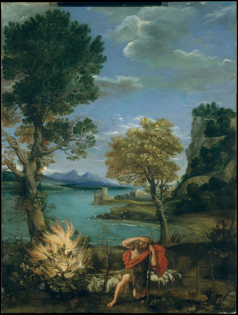 Paisaje con Moisés y el arbusto ardiente - Domenichino