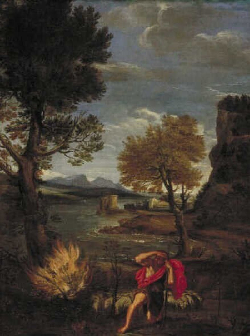 Paisaje con Moisés y el arbusto ardiente - Domenichino